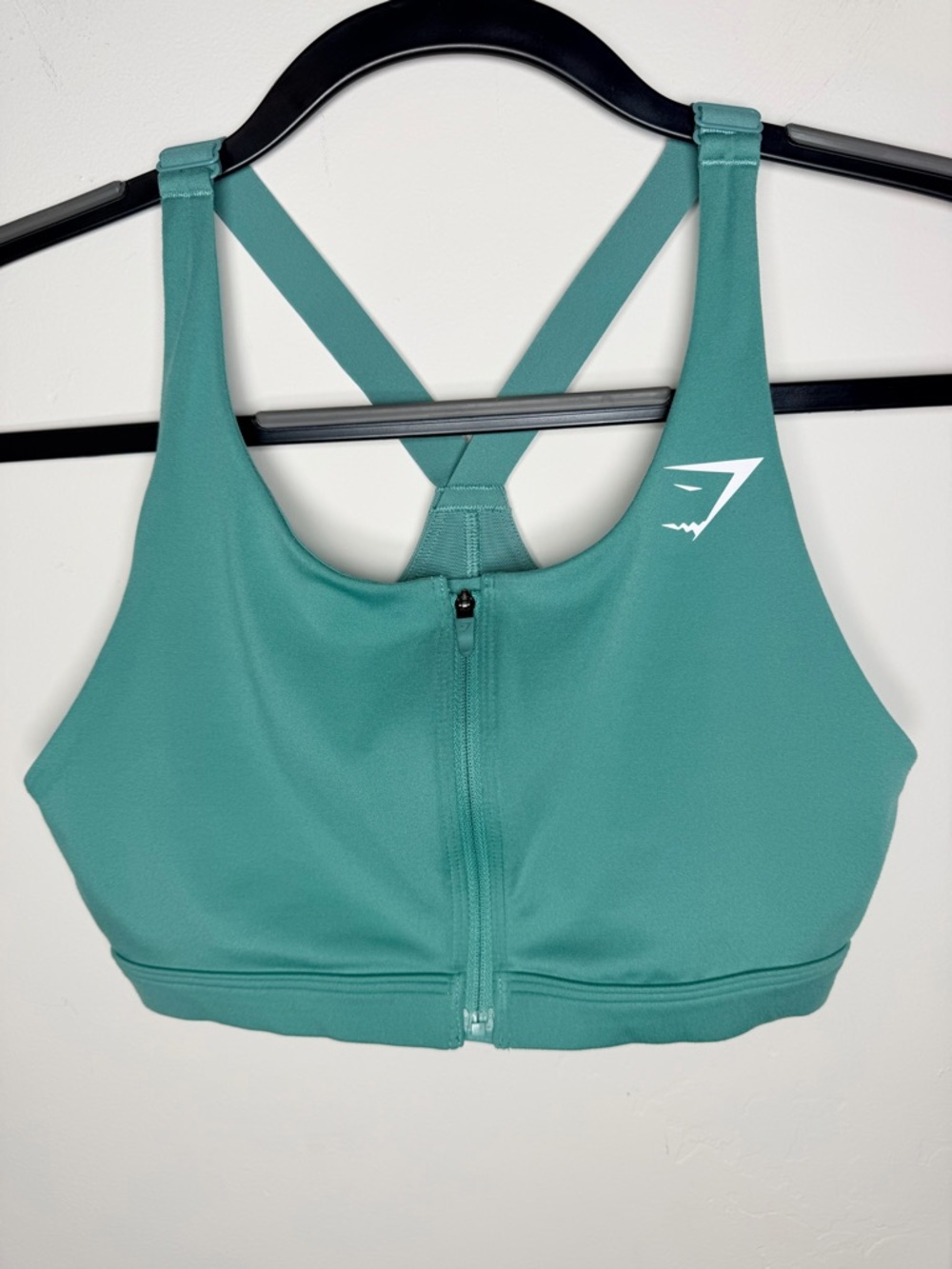 Gymshark Teal Zip Front Sports Bra women’s Racerback Small activewear workout